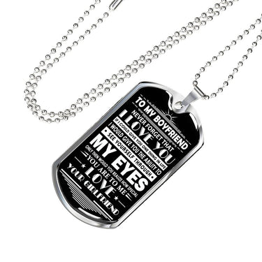 Long sweet message for boyfriend Dog Tag Necklace From Girlfriend Birthday Gifts